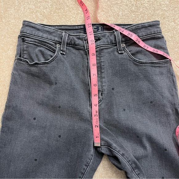 Abercrombie & Fitch Simone High Rise Ankle Denim Womens 28 Black Dots Raw Hem - Picture 7 of 8